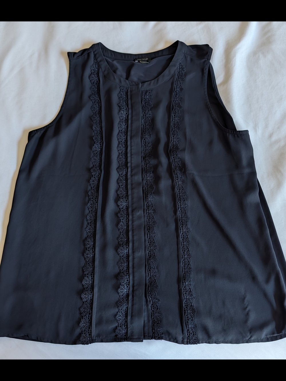 Ann Taylor Navy Lace-Trim Sleeveless Camisole